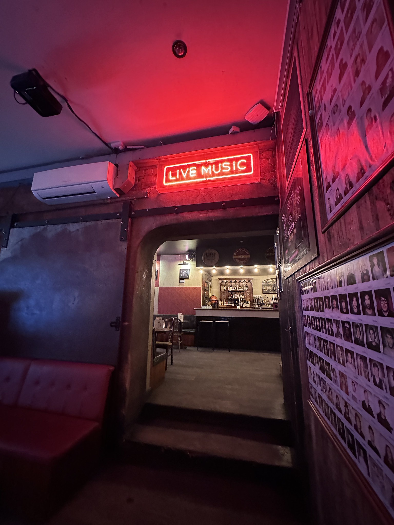 Entrance to the music venue in Oporto bar, Leeds.